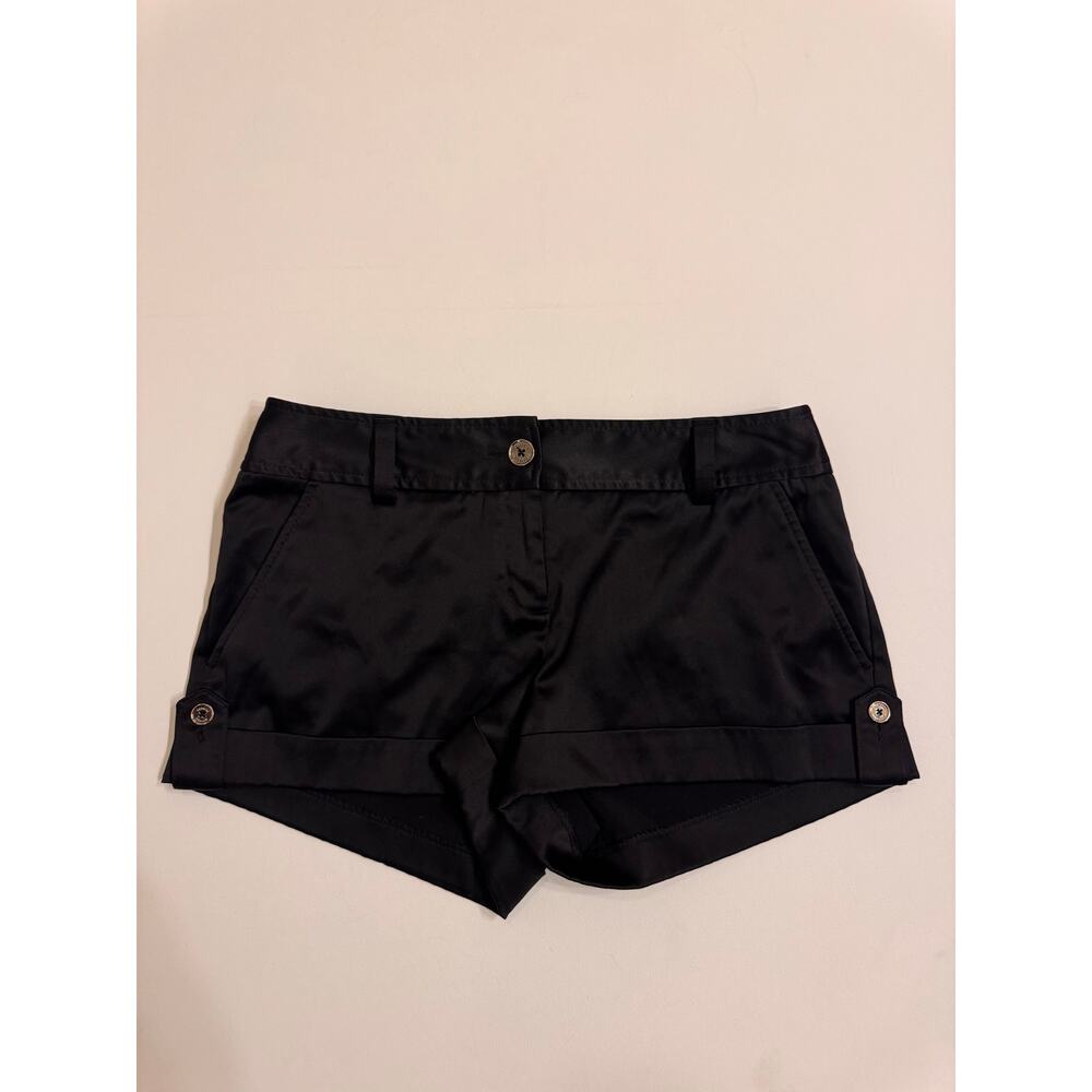 Express Women's Black Cuffed Satin Shorts Size 6